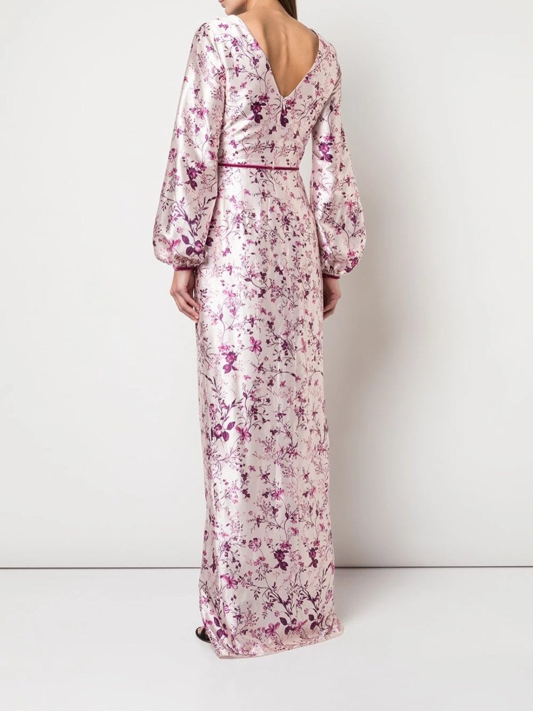 BISHOP SLEEVE FLORAL PRINT CHARM GOWN - 3