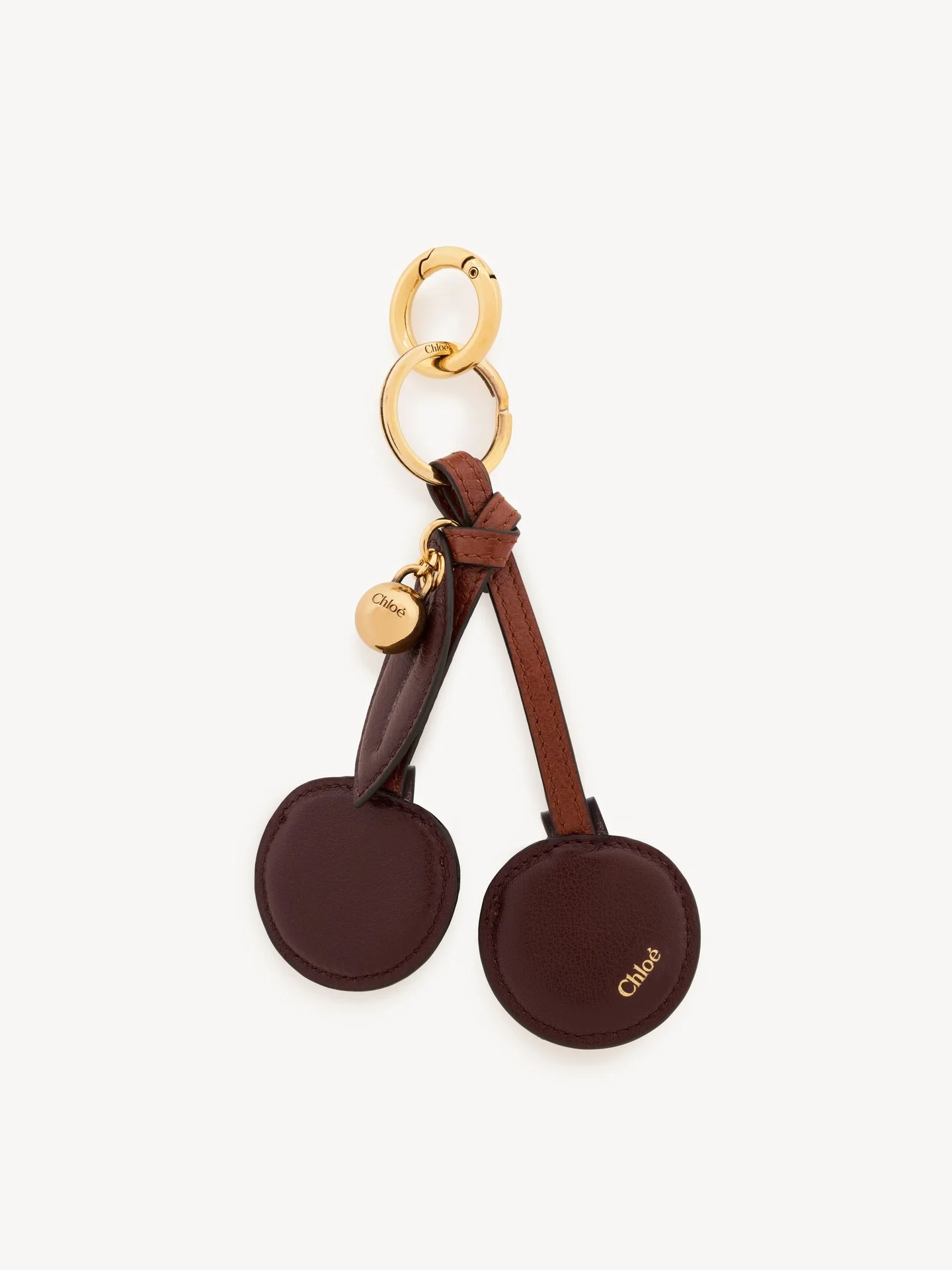 CHLOÉ SYMBOLS CHERRY KEY RING BAG CHARM IN GRAINED LEATHER - 1