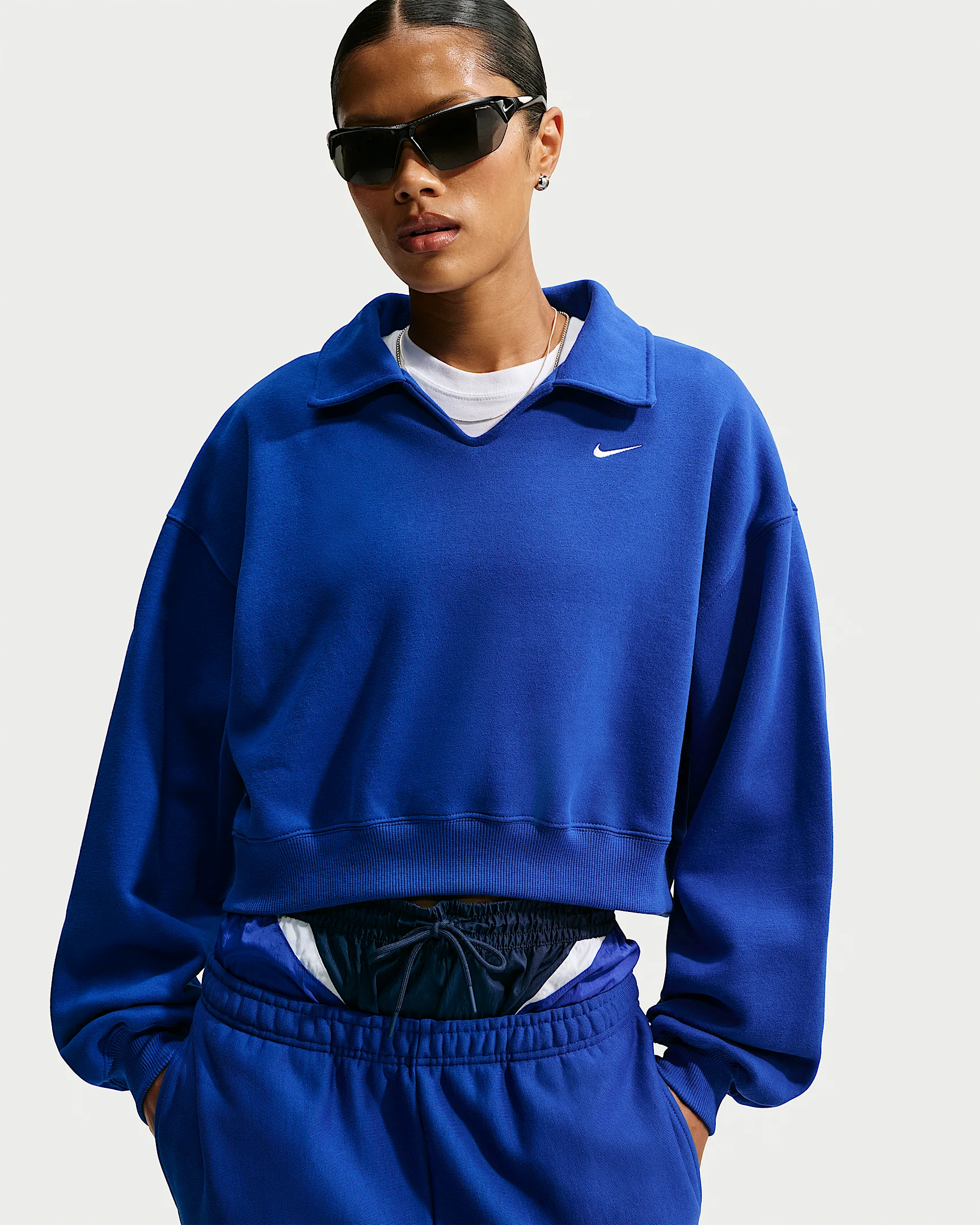 Nike Studio Fleece Medium Weight Women's Oversized Cropped Polo - 1