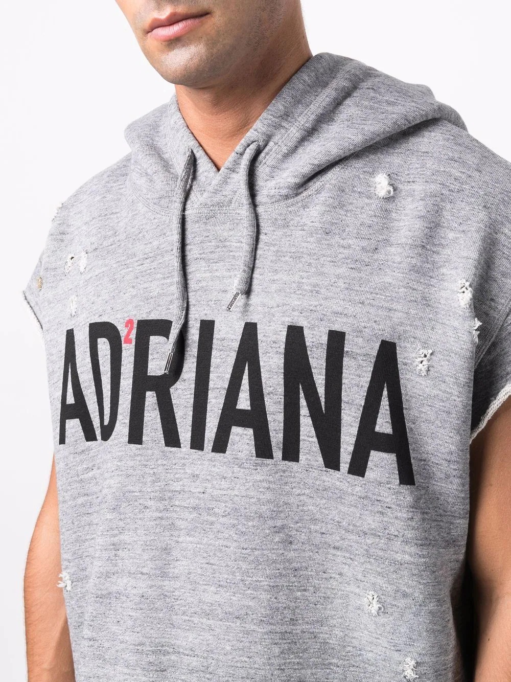 Adriana distressed sleeveless hoodie - 5