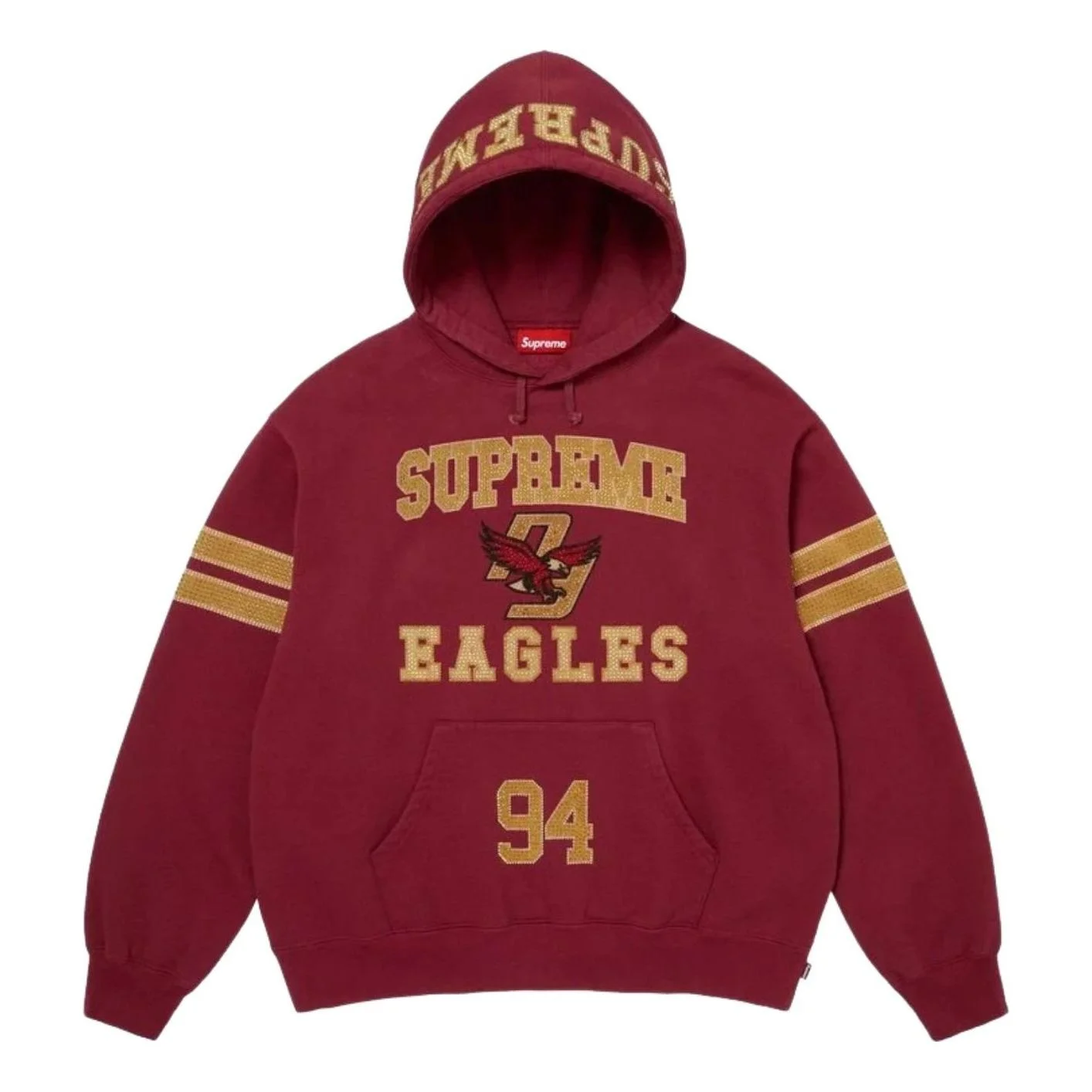 Supreme FW26 Rhinestone Eagle Hooded Sweatshirt 'Red' SUP-FW26-033-RED - 1