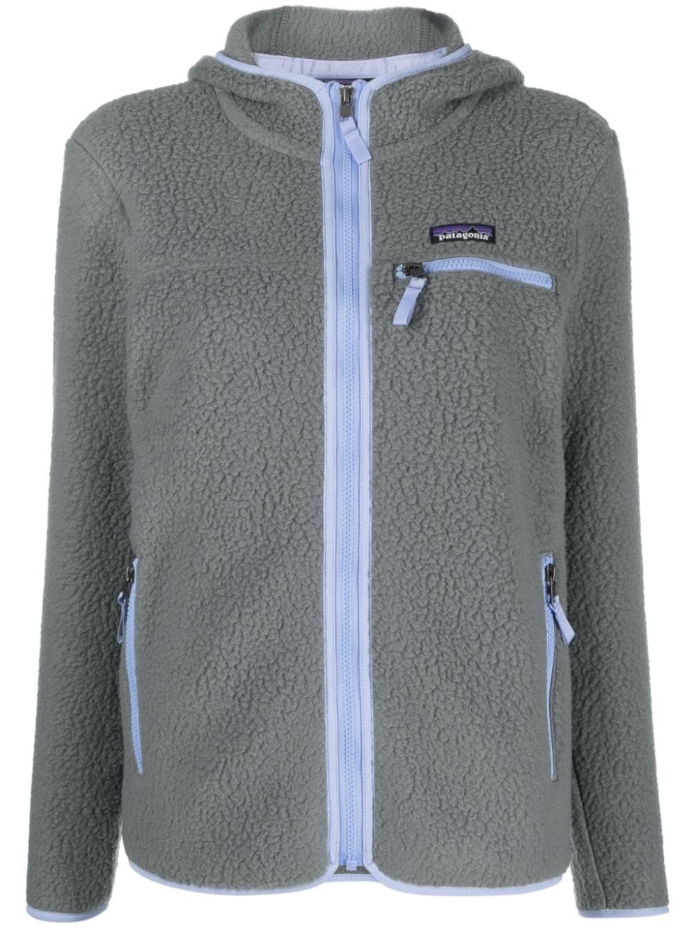 Retro contrast-trim fleece zip-up hoodie - 1