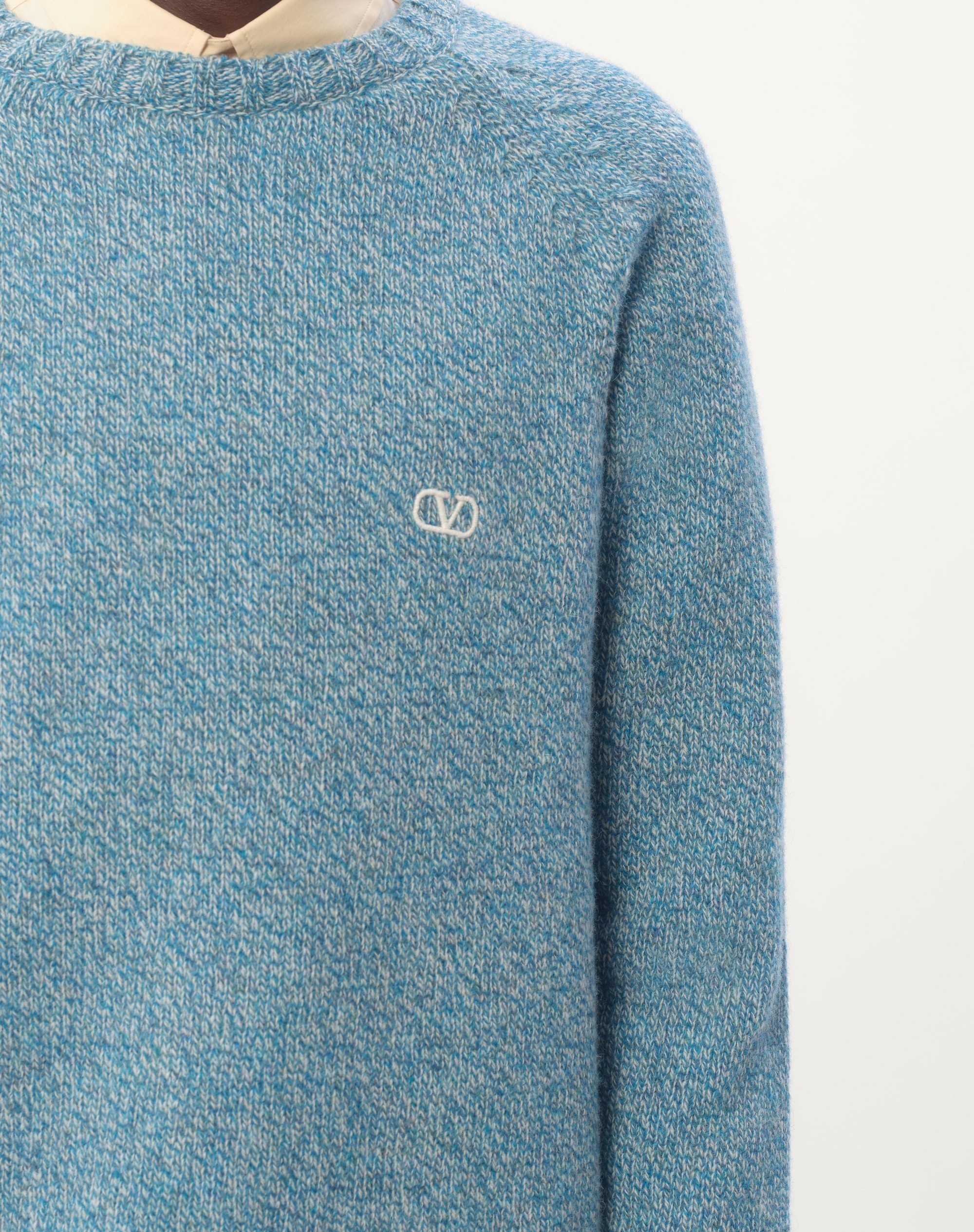 CREWNECK WOOL SWEATER WITH VLOGO EMBROIDERY - 4