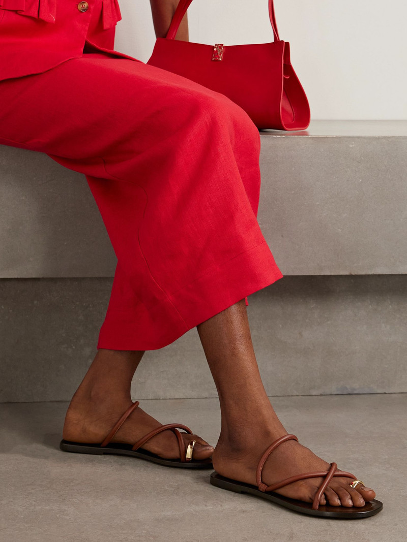 Emme Parsons Laurie embellished leather sandals Brown outlook