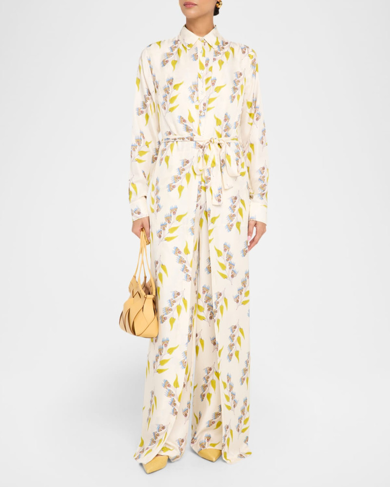 ULLA JOHNSON Bricolage Printed Wide-Leg Silk Jumpsuit outlook
