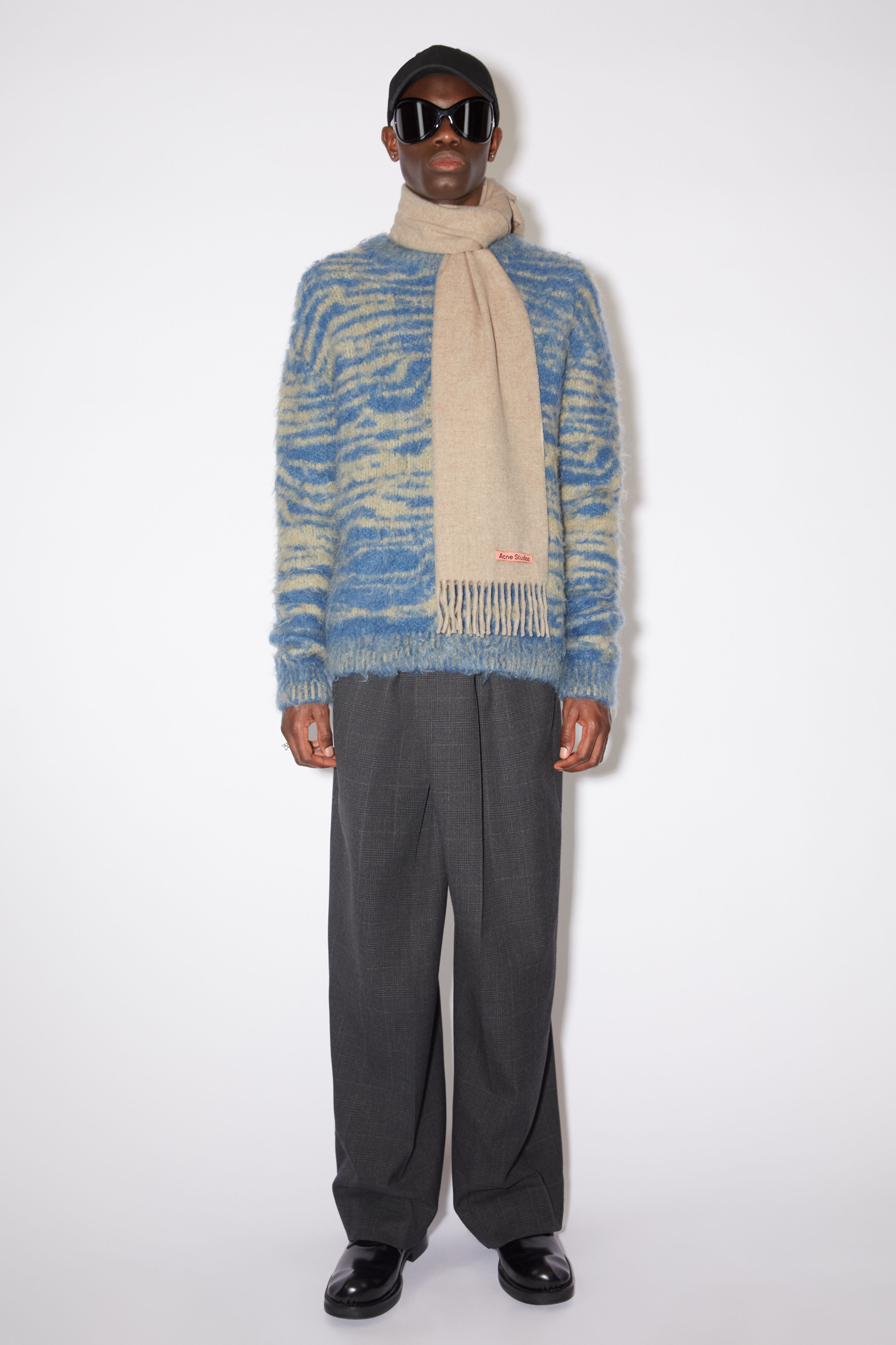 Fringe wool scarf - skinny - Oatmeal melange - 3