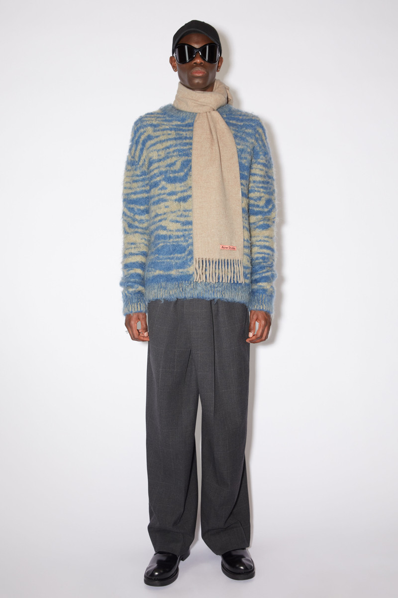 Fringe wool scarf - skinny - Oatmeal melange 3