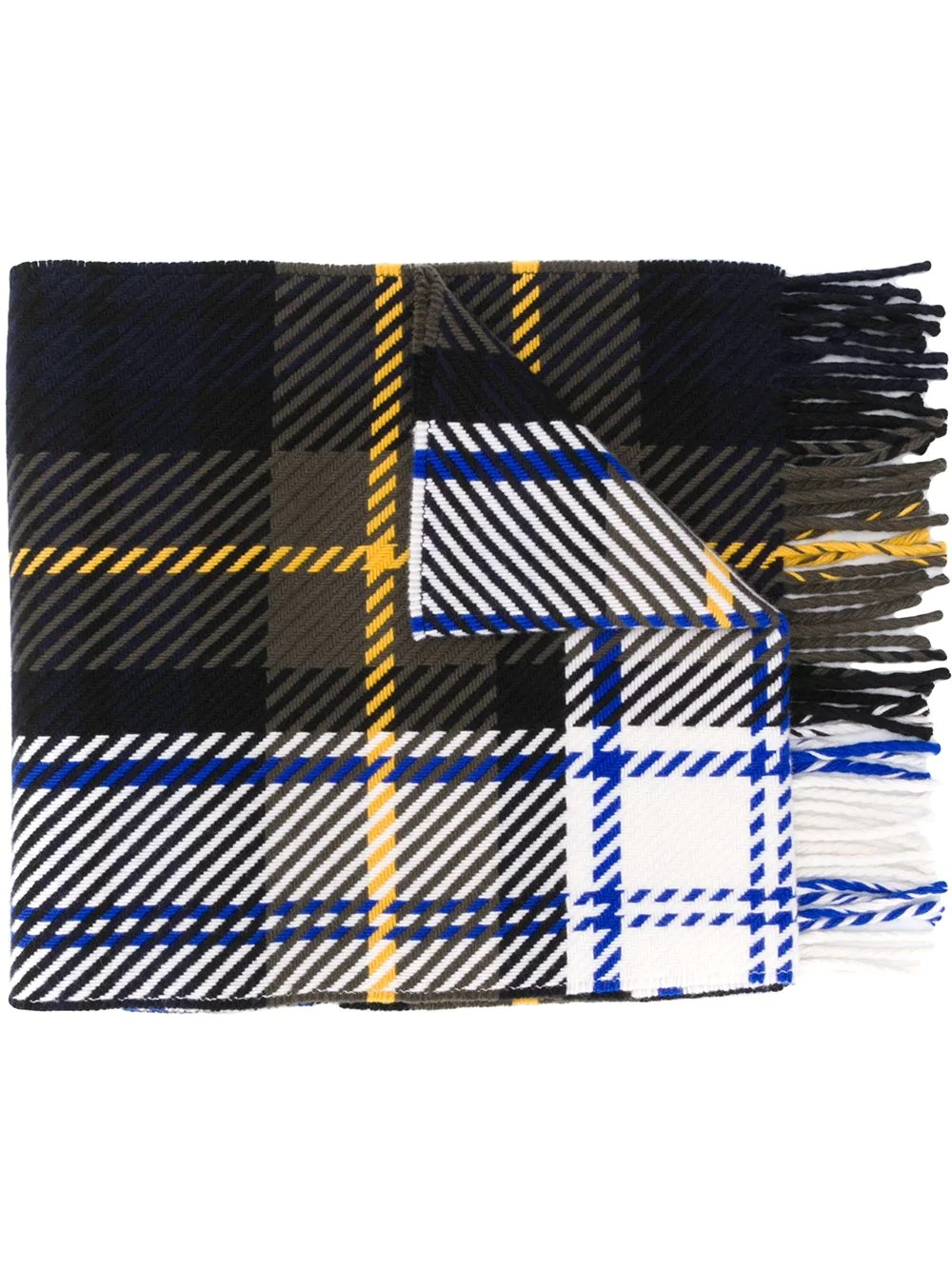 fringed tartan scarf - 1