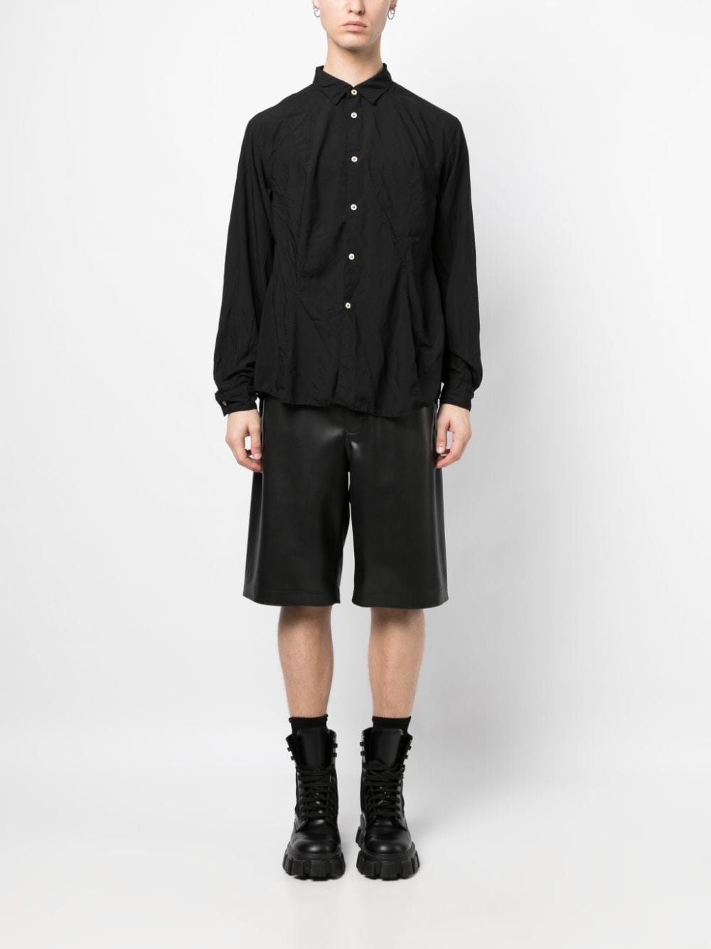 spread-collar crease-effect shirt - 2