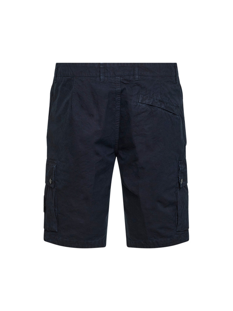 Stone Island Blue organic cotton twill cargo Bermuda shorts outlook