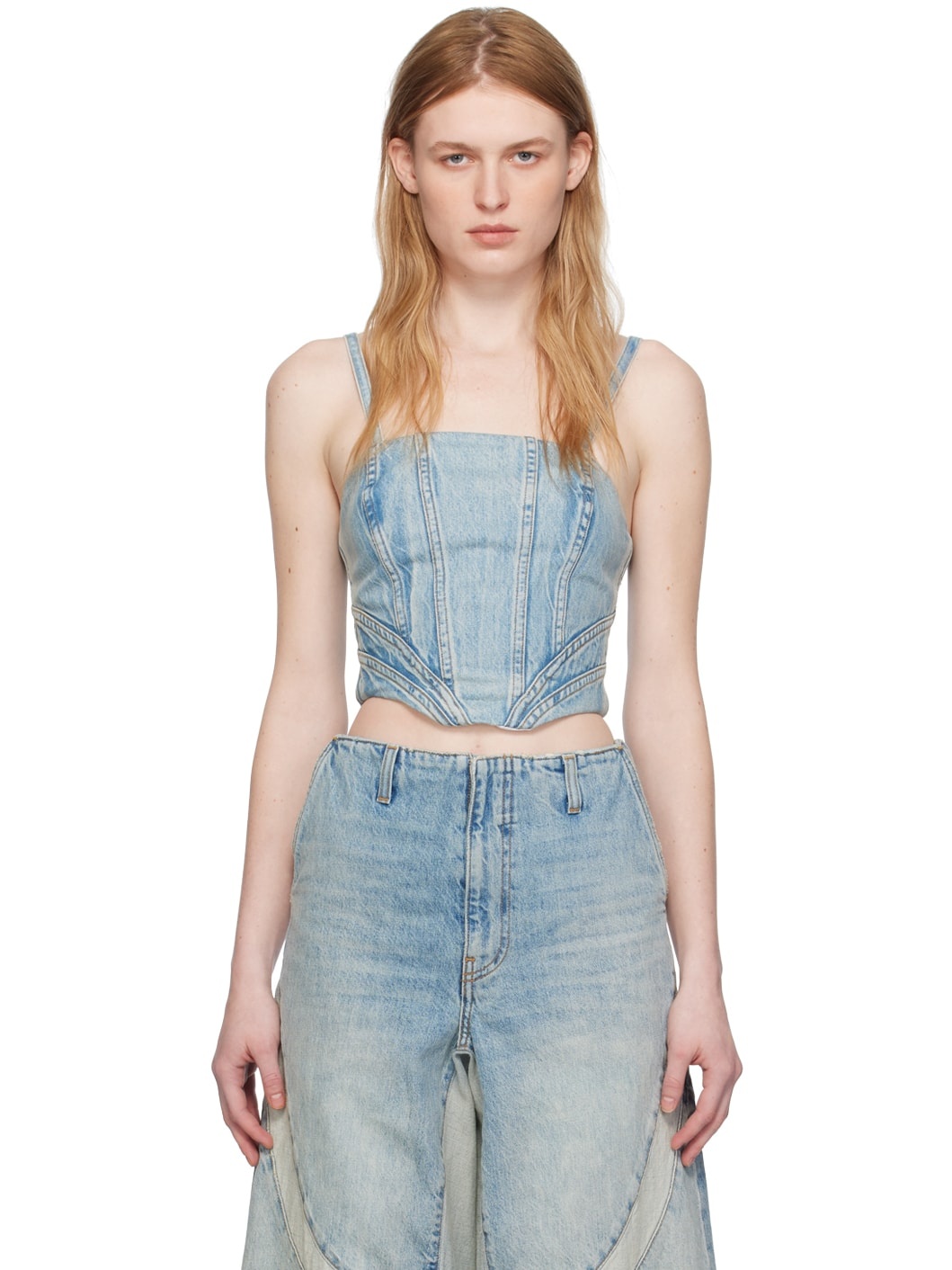 Blue Corset Denim Tank Top - 1