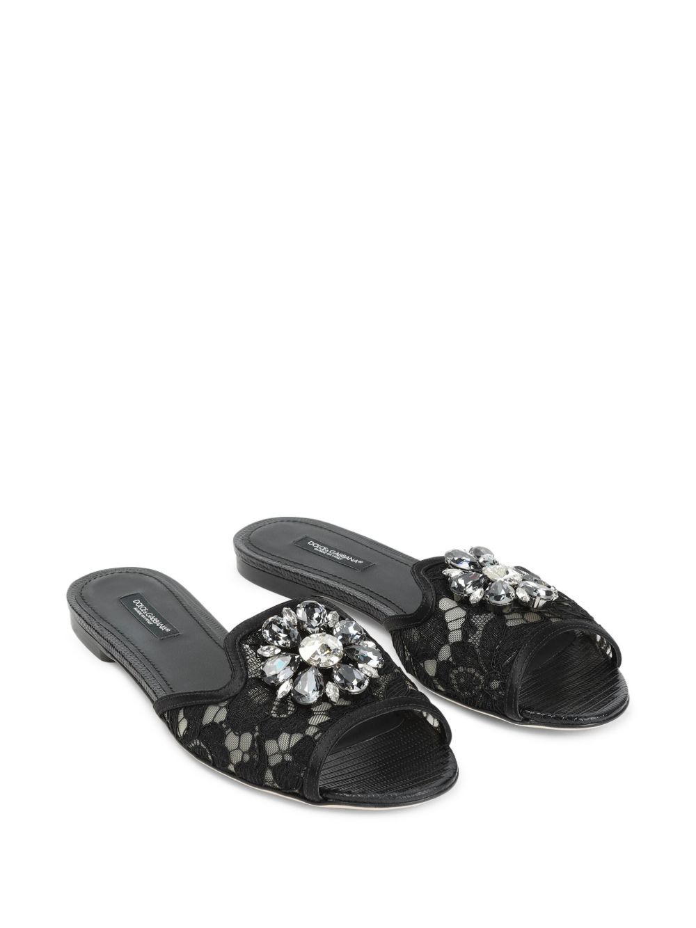 Bianca crystal-embellished lace sandals - 2