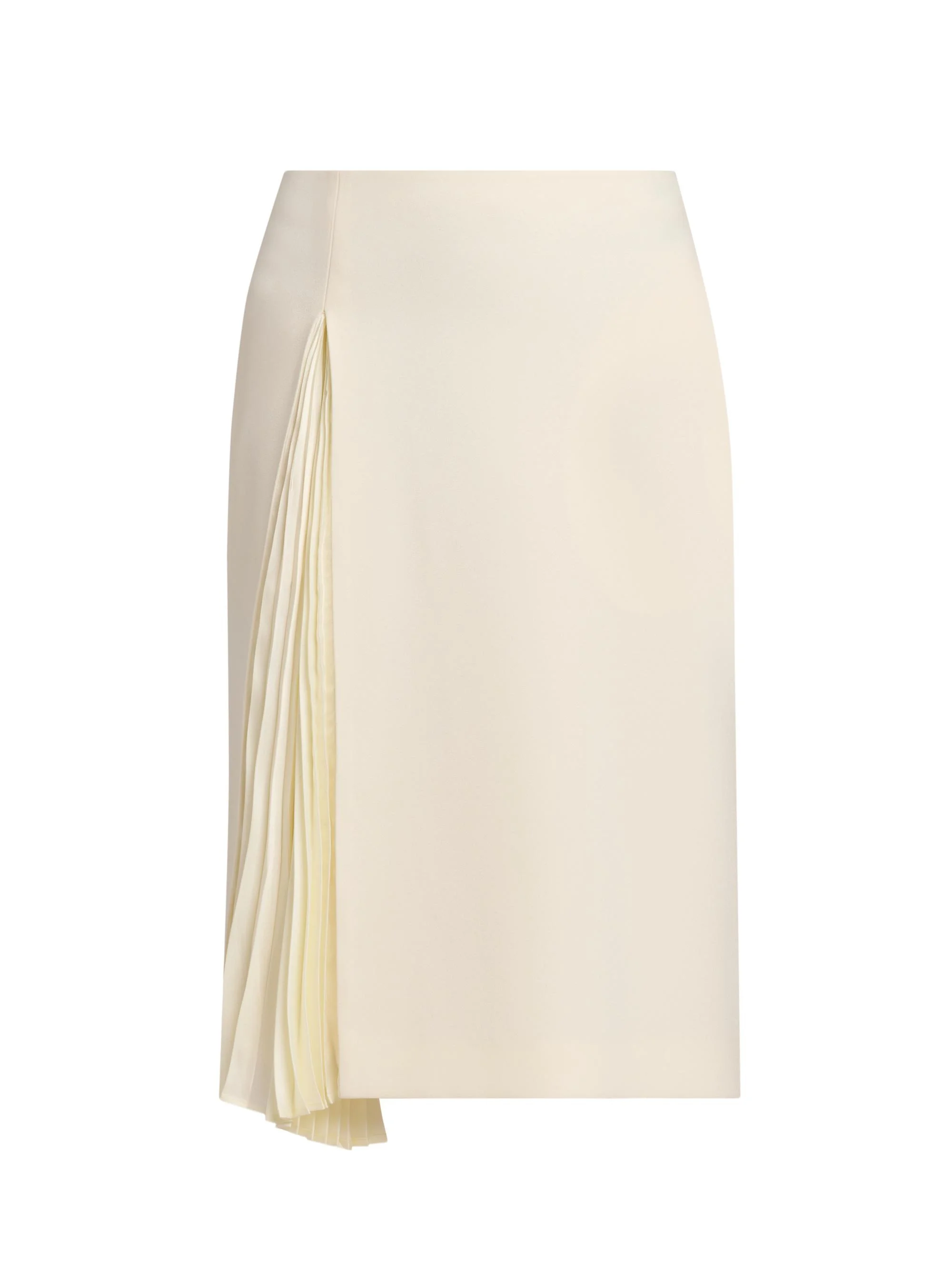 Women's Side-Pleat Wool Sable Pencil Skirt - Porcelain - 1