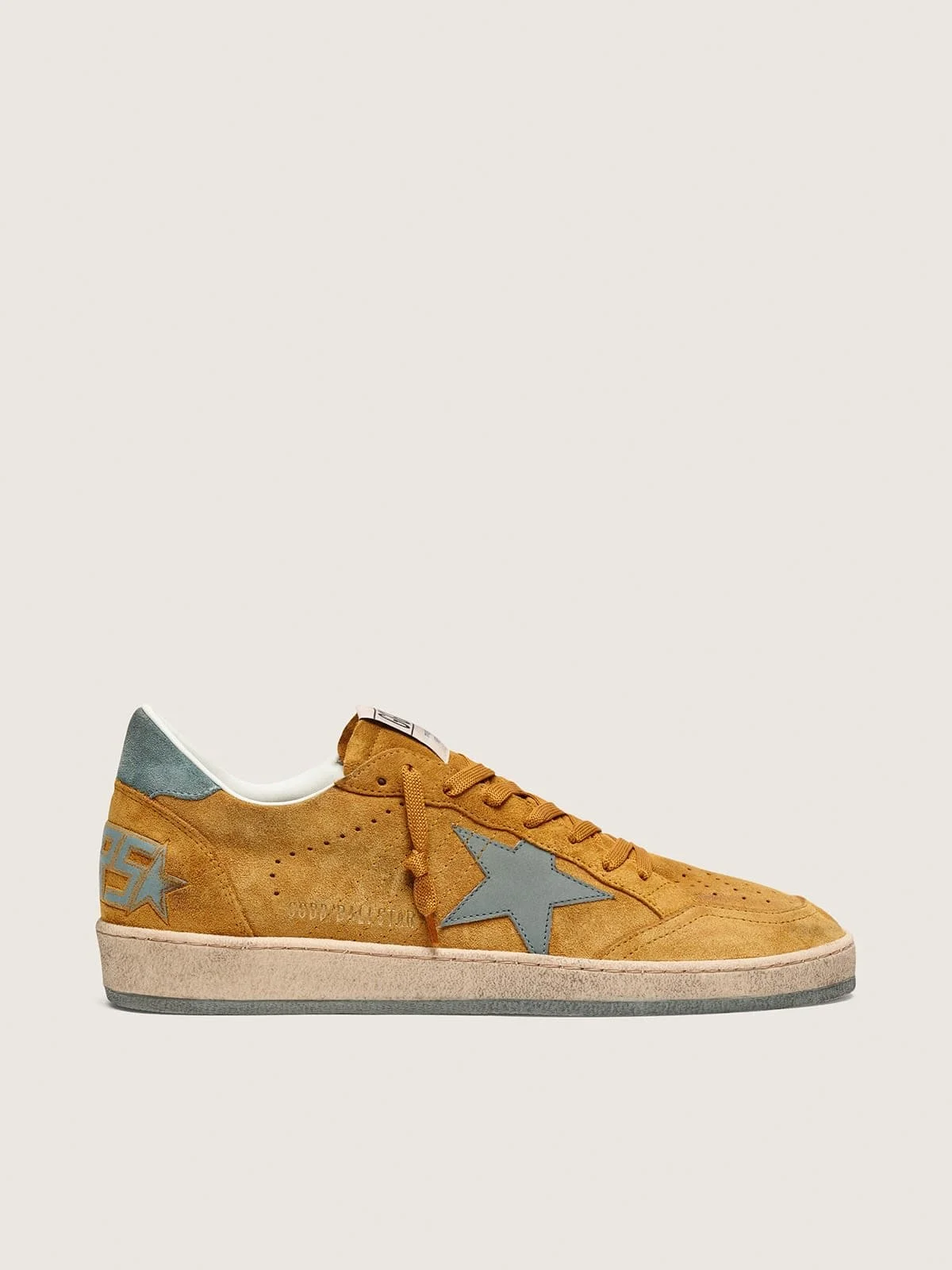 Men's Ball Star in ocher suede with leather star and light blue suede heel tab - 1