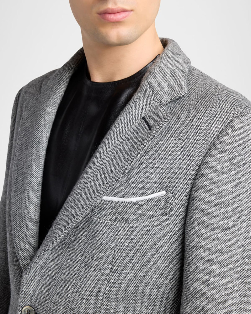 Men's Sharkskin Herringbone Double Splittable Jacket 5