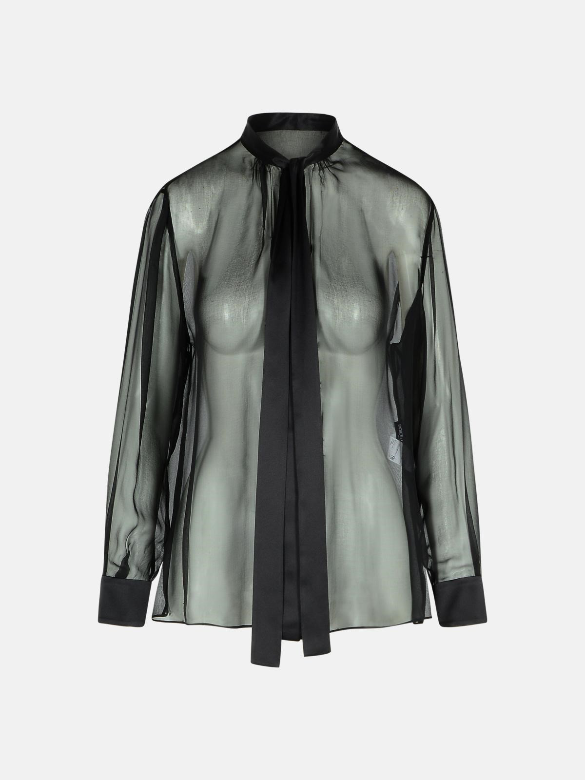 BLACK SILK SHIRT - 1