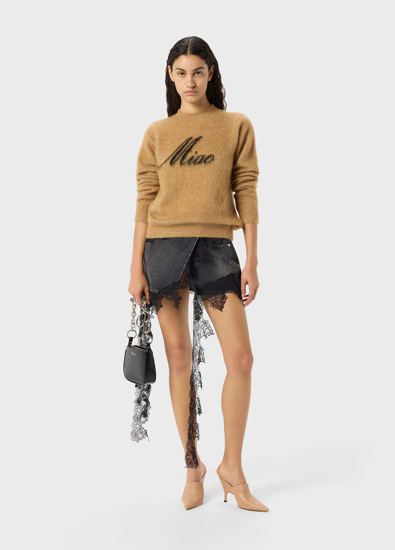 DISTRESSED DENIM MINI SKIRT WITH LACE 5