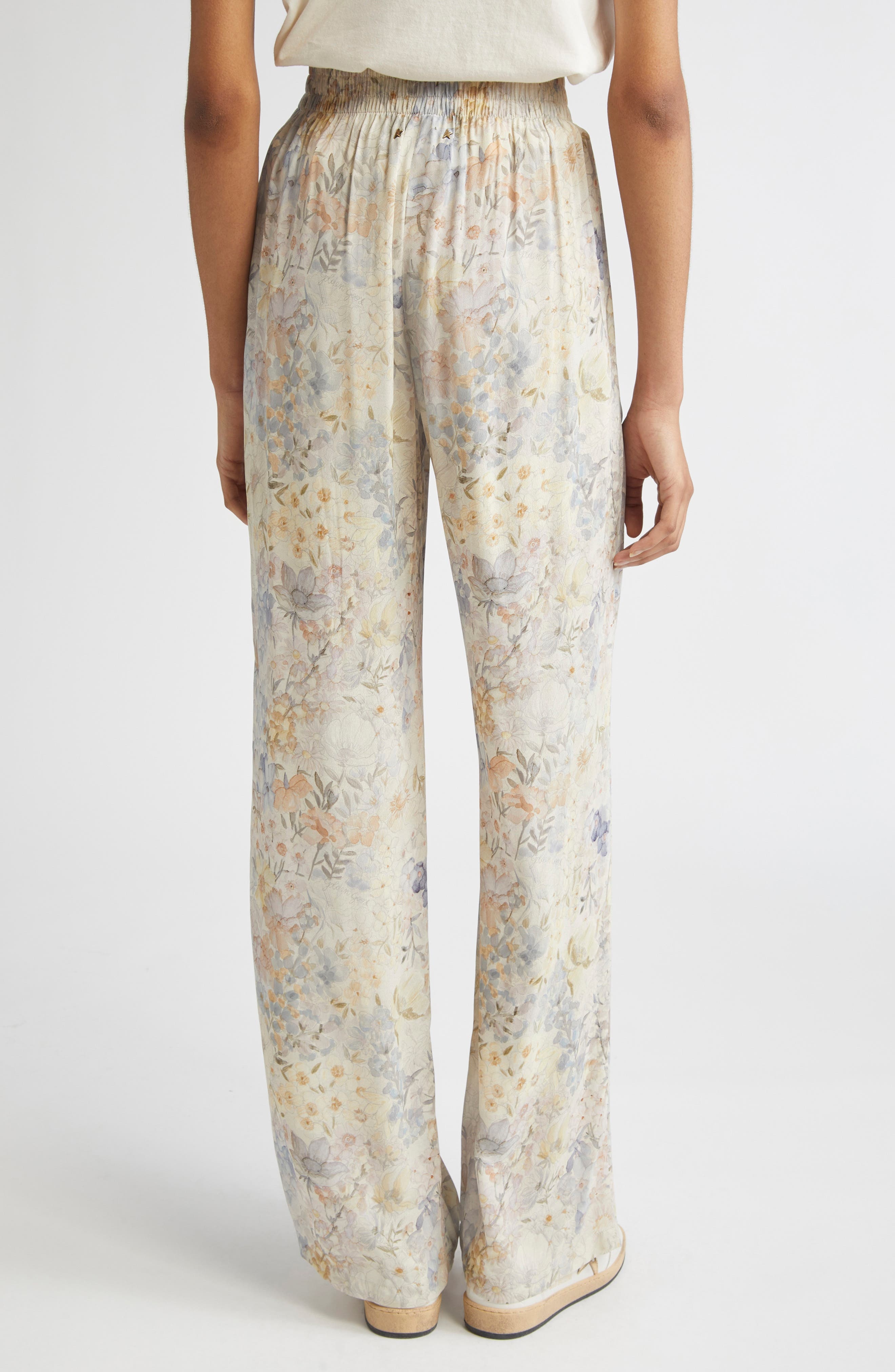 Golden Goose Journey Floral Wide Leg Pants in Pastel Flowers at Nordstrom - 3