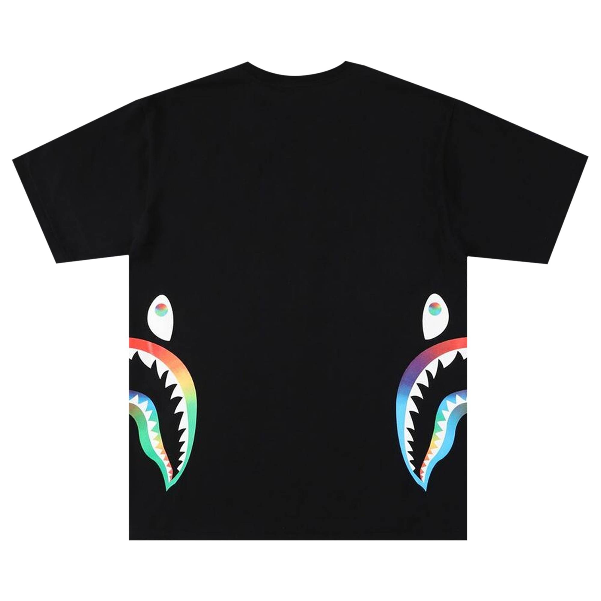 A BATHING APE BAPE Rainbow Side Shark Tee Black REVERSIBLE