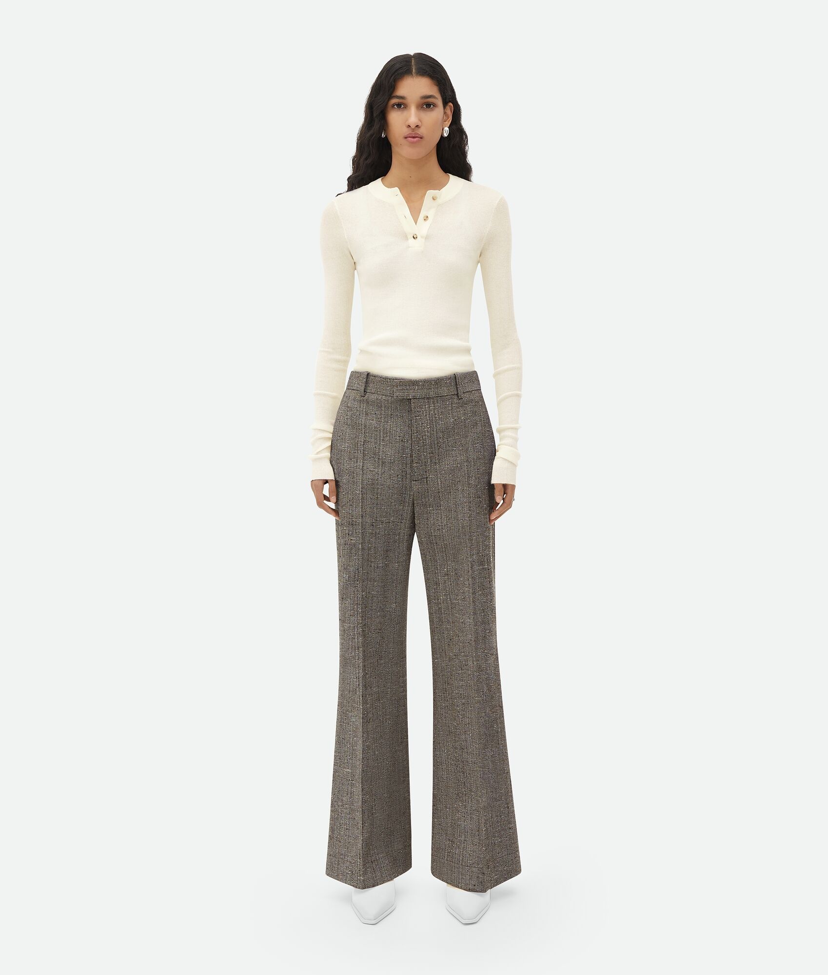 Viscose And Silk Flared Pants - 1