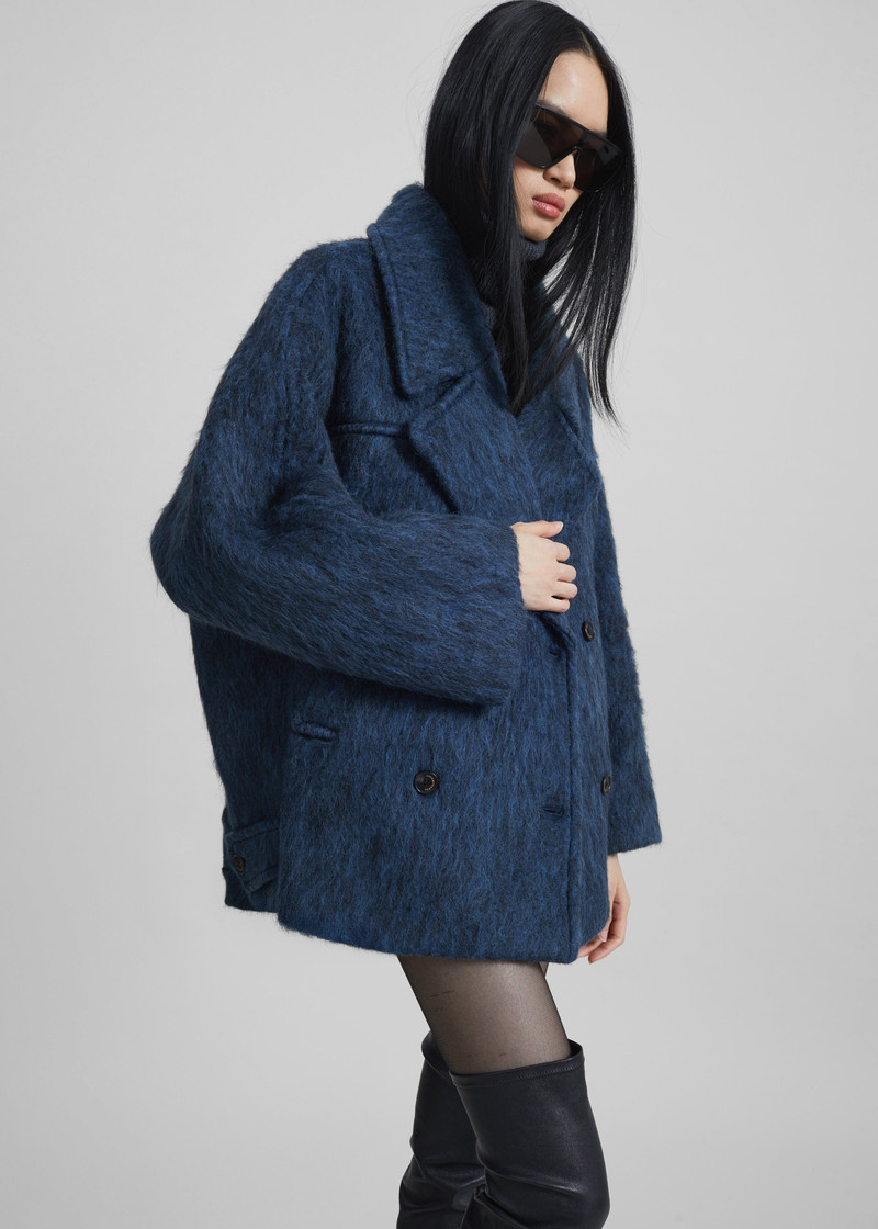 Odeone Brushed Wool Peacoat - Navy Melange 7