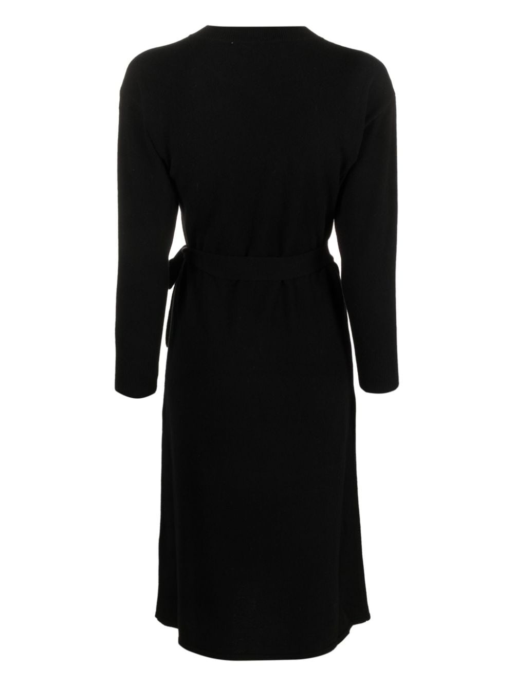 long-sleeve self-tie midi dress - 2