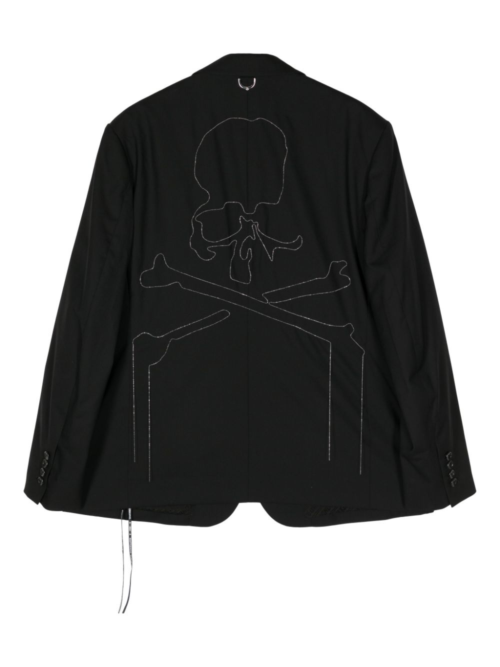 skull-embroidered wool blazer - 2