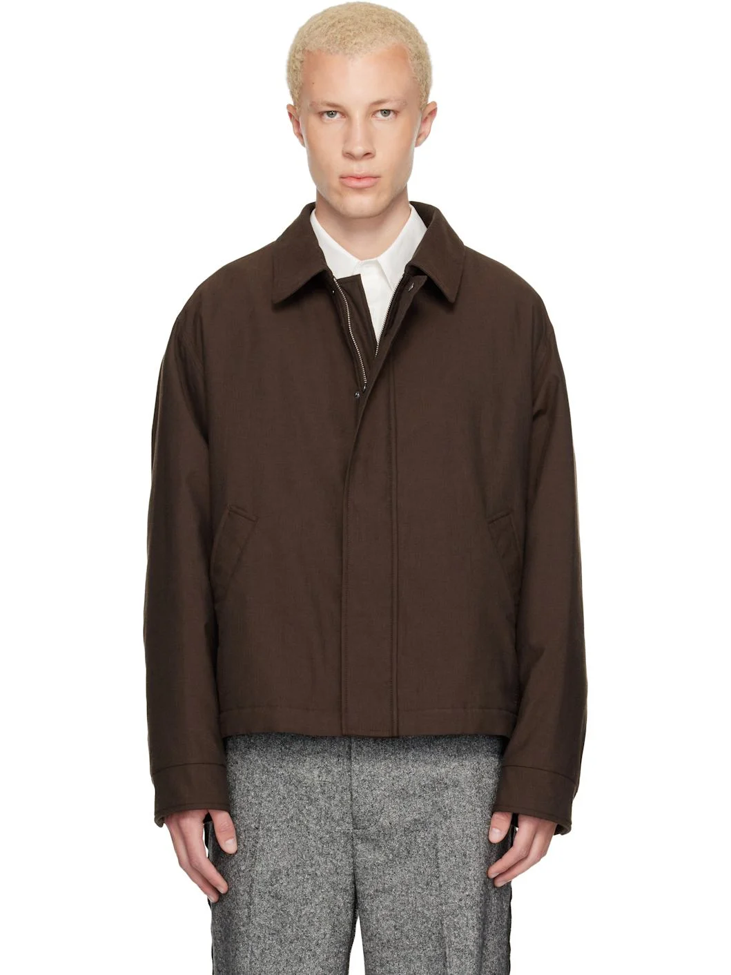 Brown Insulated Cotton Wool Jacket - 1