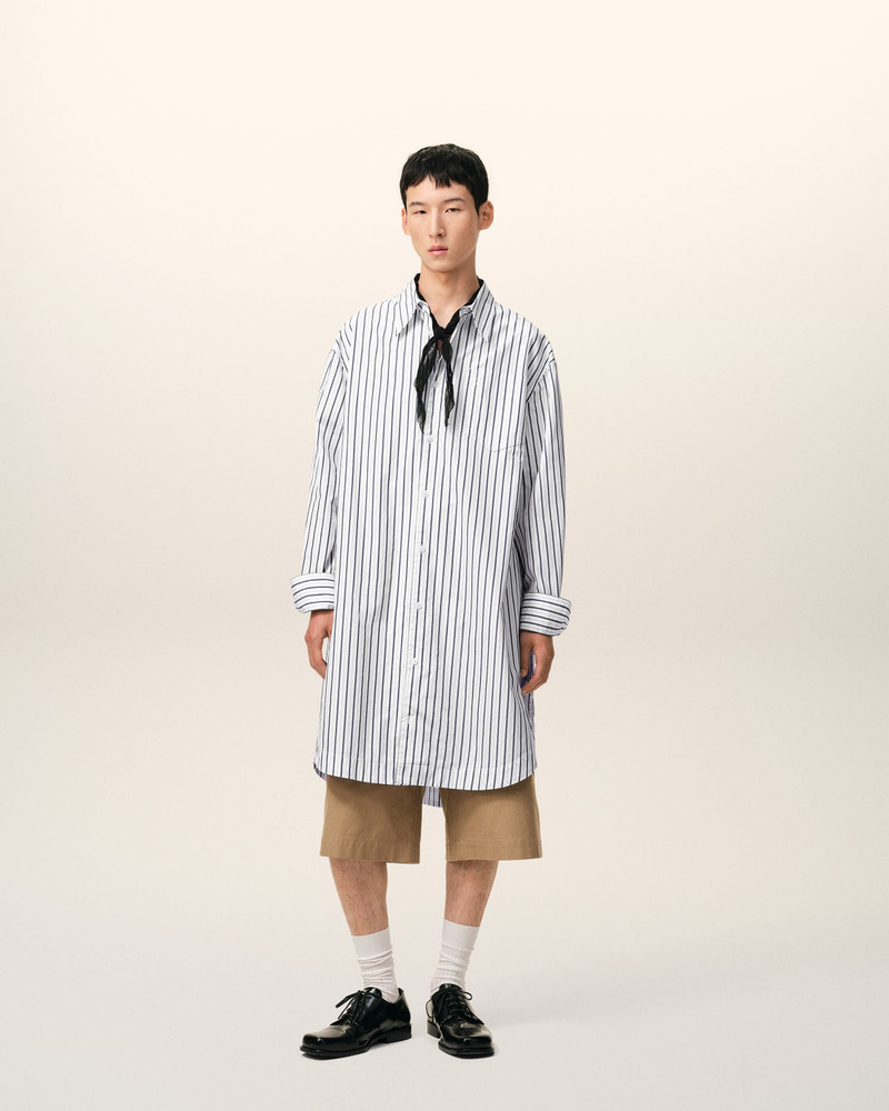 AMI Paris WHITE STRIPED COTTON AMI DE COEUR WIDE SHIRT DRESS outlook
