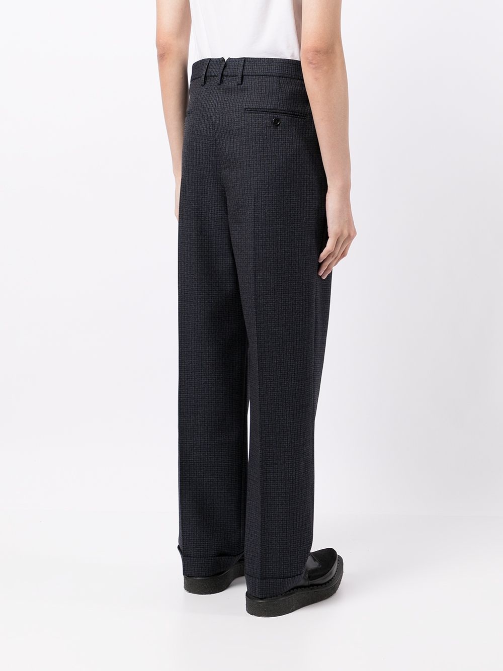 checked pleat-detail trousers - 4