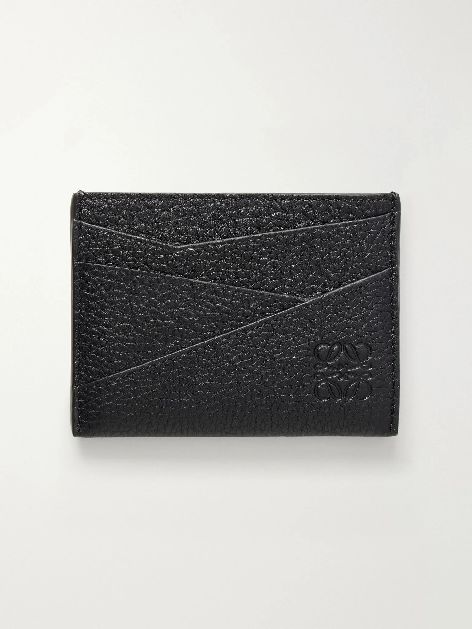 Puzzle Edge Anagram-Debossed Leather Cardholder Black - 1