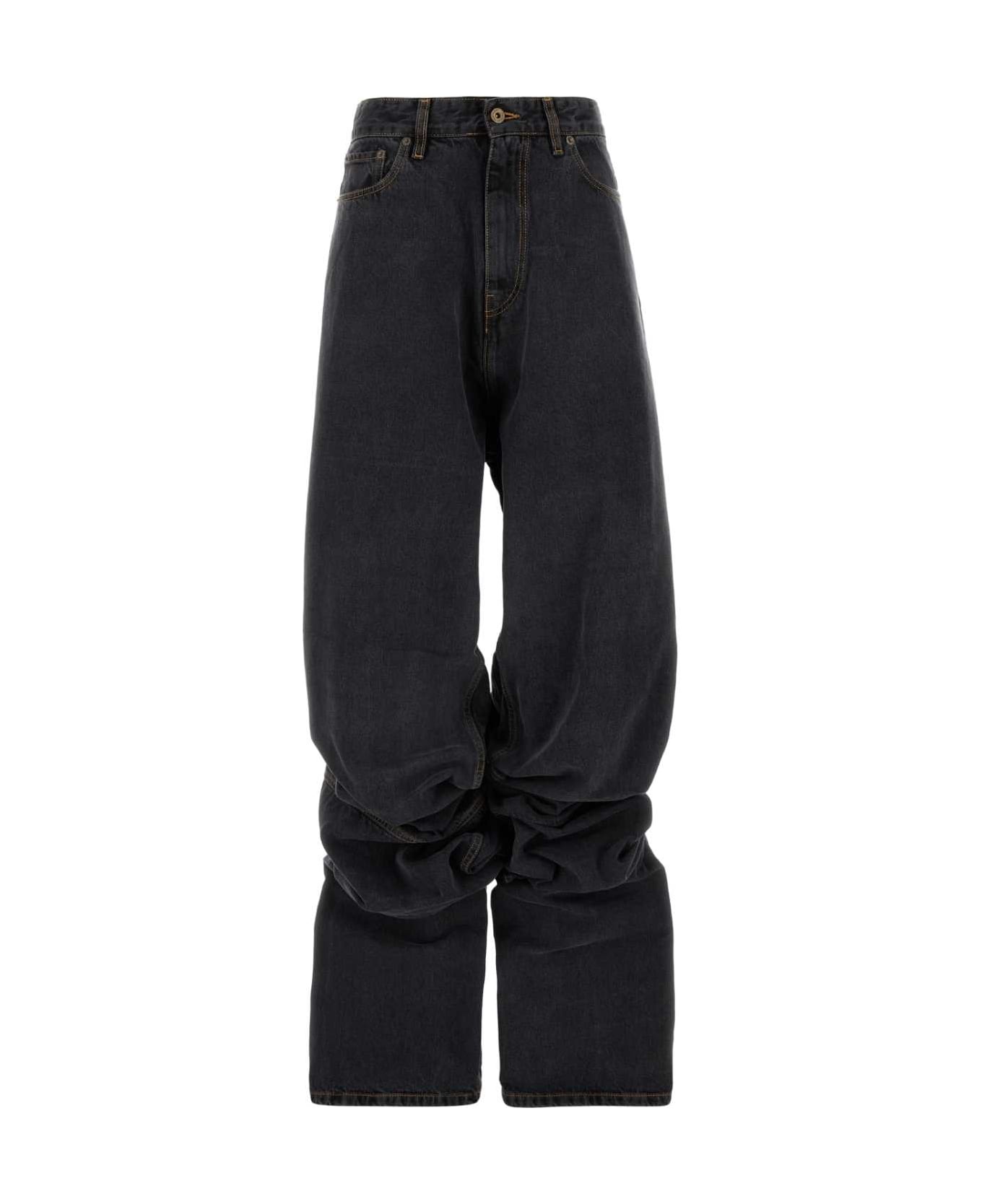 Black Denim Wide-leg Jeans - 1