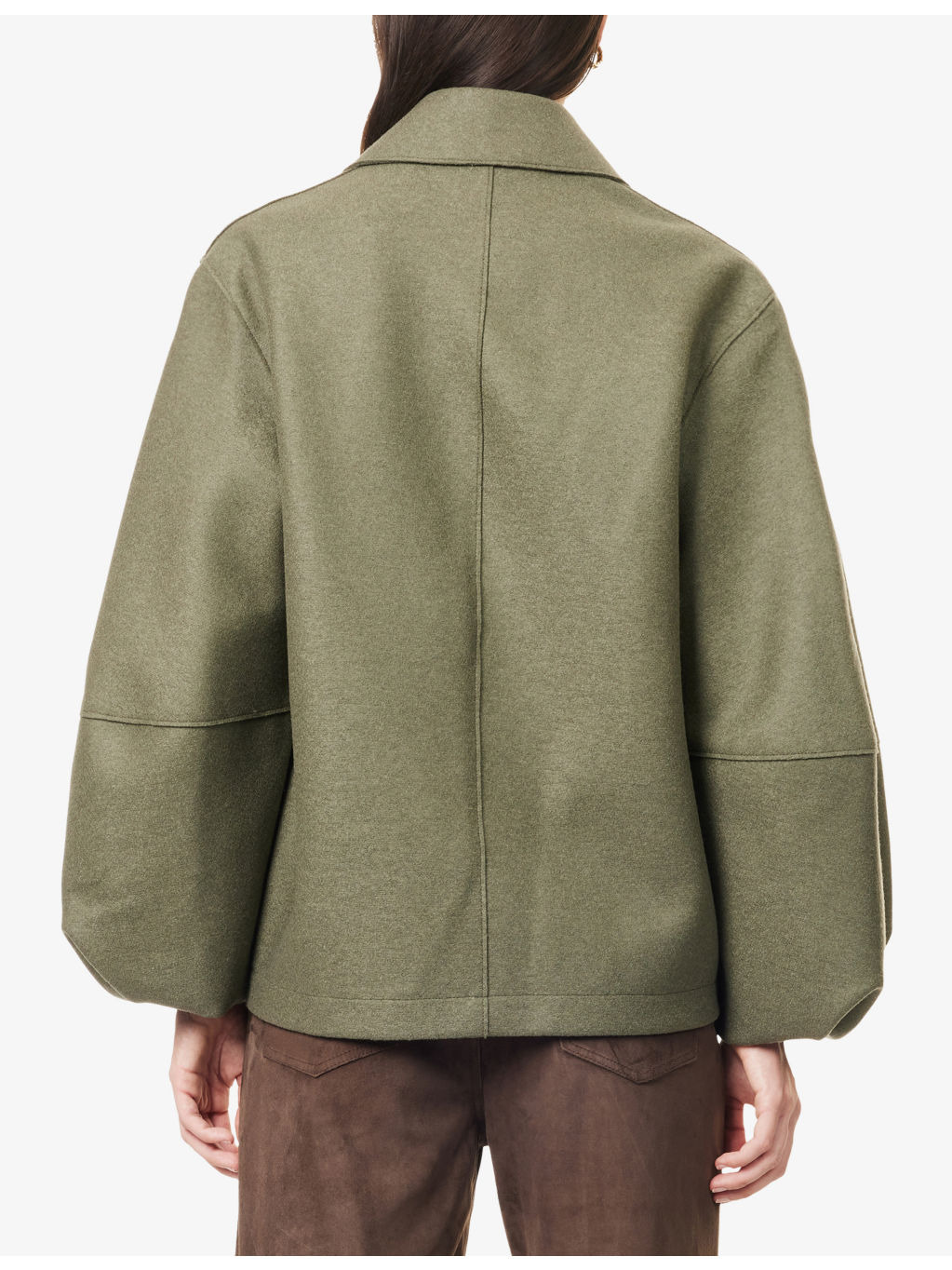 Puff Sleeves Pressed Wool Jacket - 4