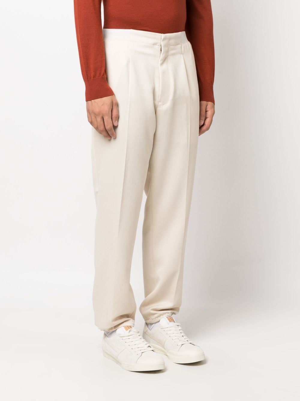 elasticated-ankles wool trousers - 3