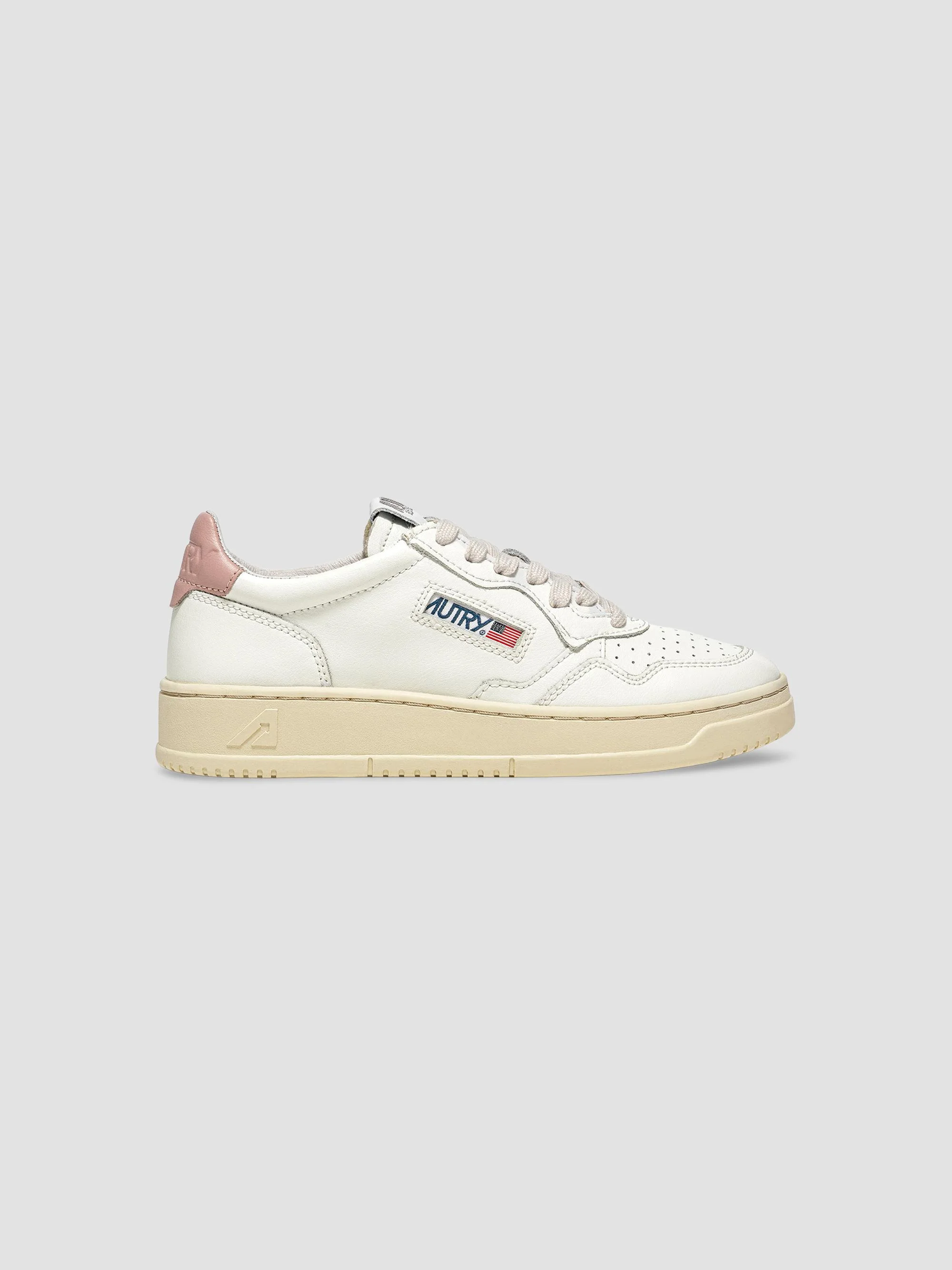 Women's Medalist Low-Top Leather Sneakers - White Pink - 1