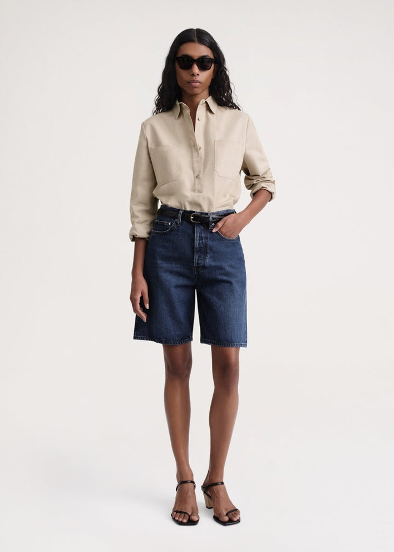 Totême Classic denim shorts dark blue outlook