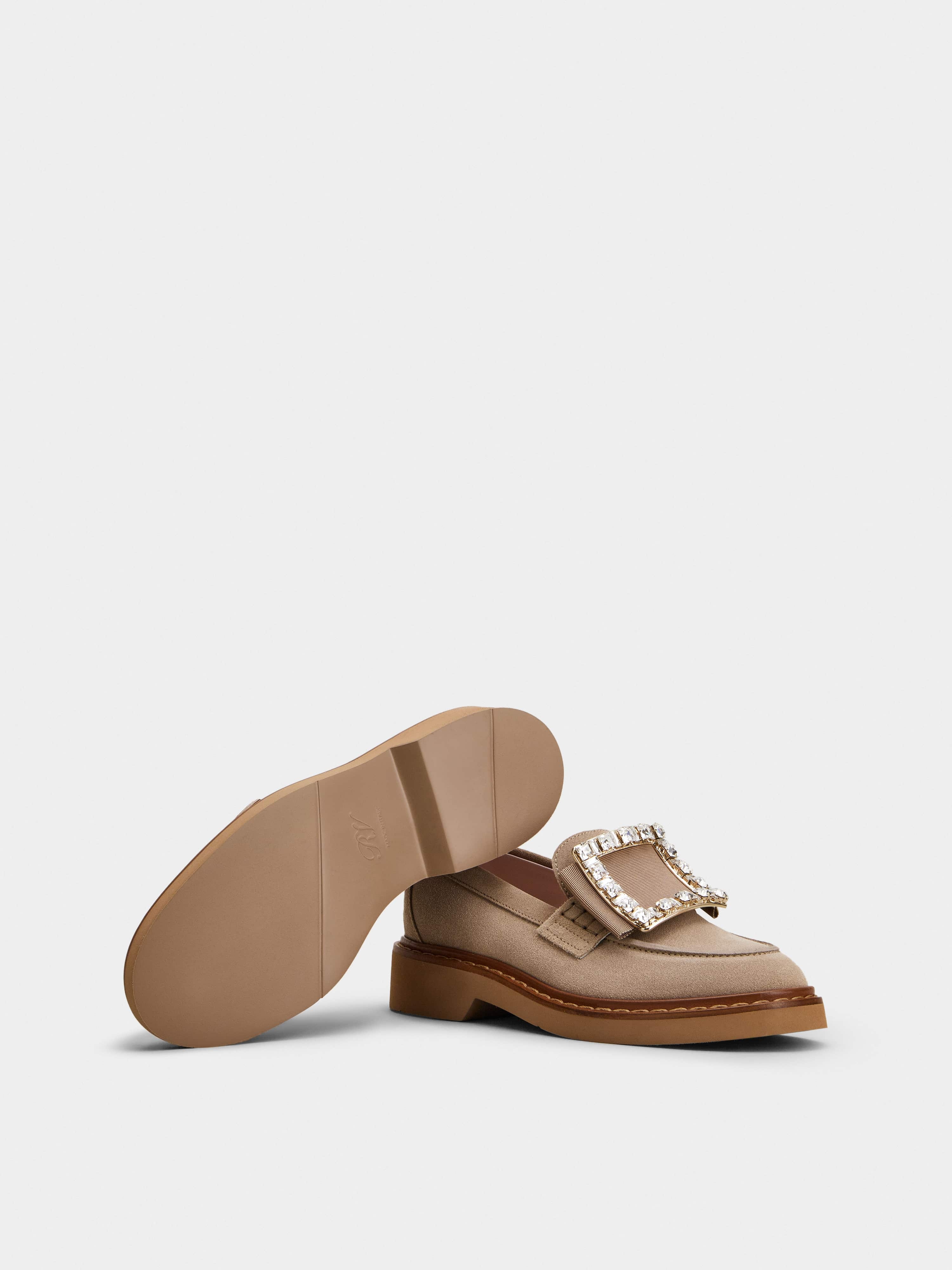 Viv' Rangers Strass Buckle Loafers in Suede - 6