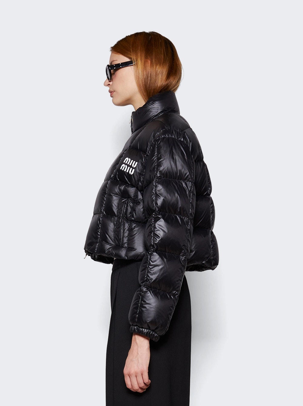 Cropped Nylon Down Jacket Black - 4