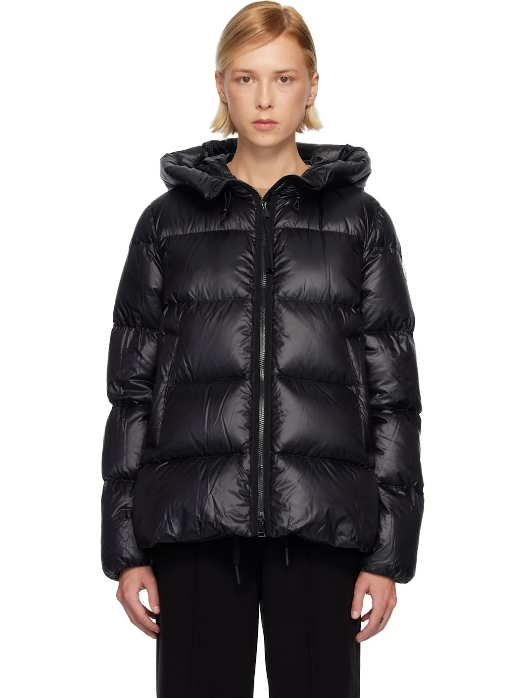 Black Serittes Hooded Short Down Jacket - 1