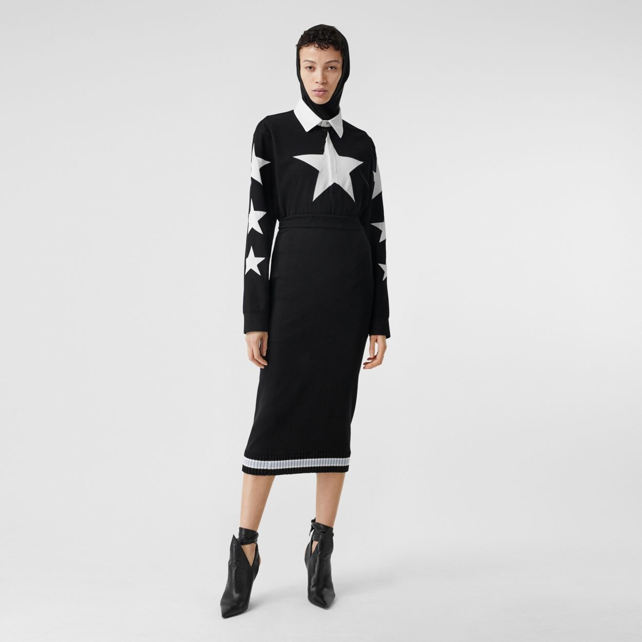 Long-sleeve Star Motif Cotton Piqué Polo Shirt Dress - 2