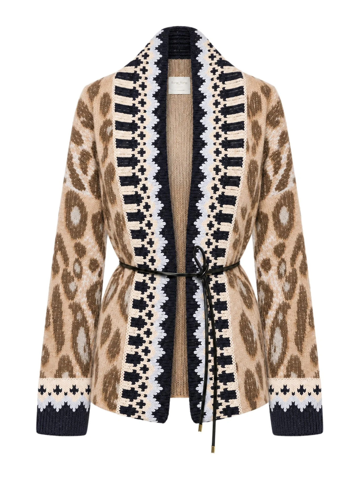 "THE BRIT LEOPARD" JACQUARD BRUSHED ALPACA CARDIGAN - 1