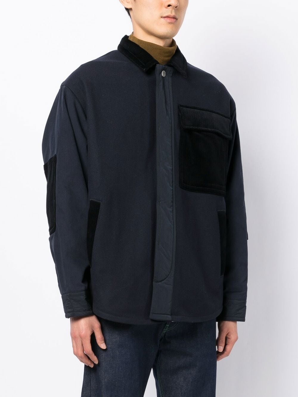 corduroy-detail shirt jacket - 3