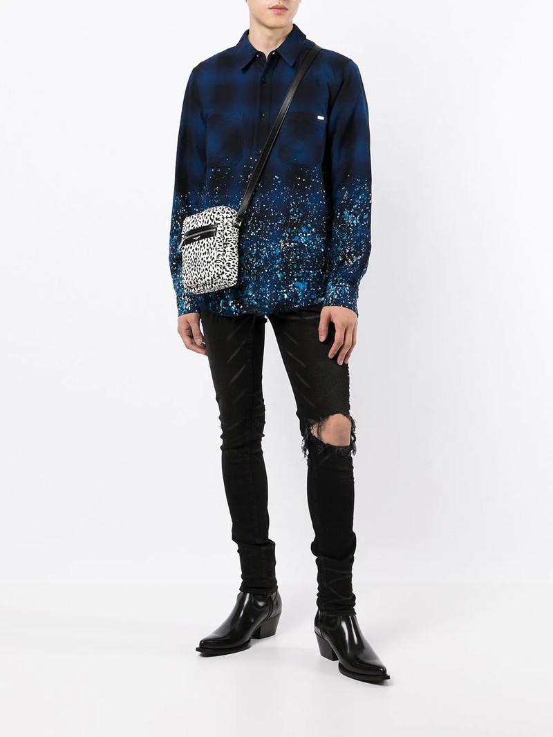 AMIRI CRYSTAL PAINTER FLANNEL Casual Button-Down Shirts "Blue" outlook