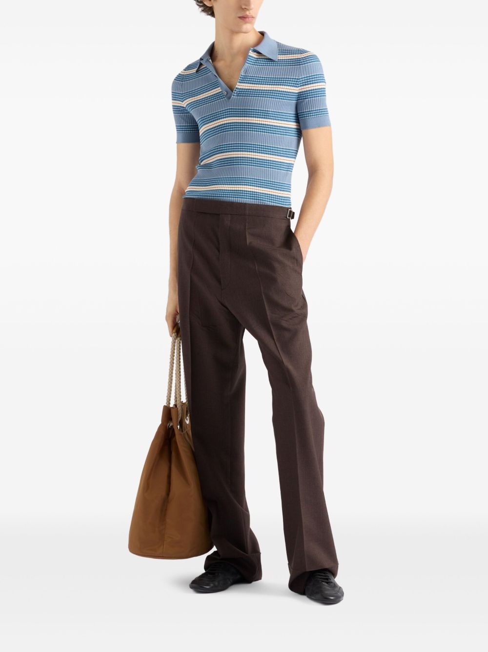 ribbed cotton polo shirt - 2
