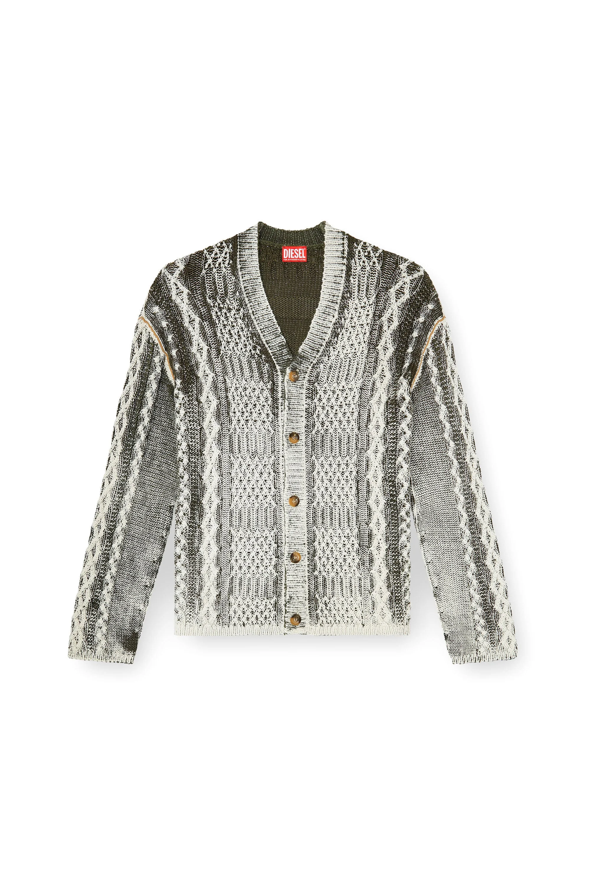 TREATED CABLE-KNIT CARDIGAN - 1