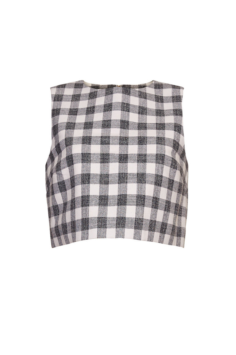 Debbie Top Sleek and Sophisticated with a Monochromatic Grid Pattern 1