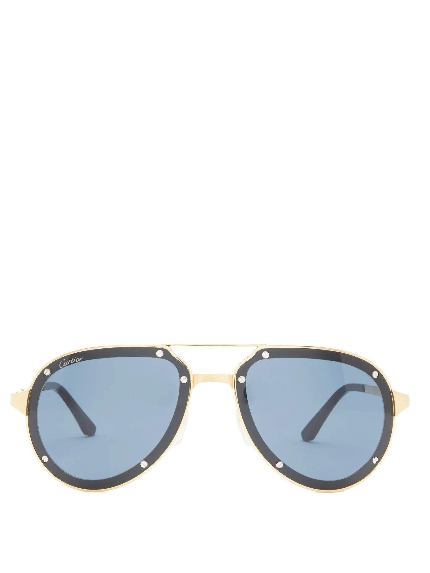 Santos de Cartier aviator brushed-metal sunglasses - 1