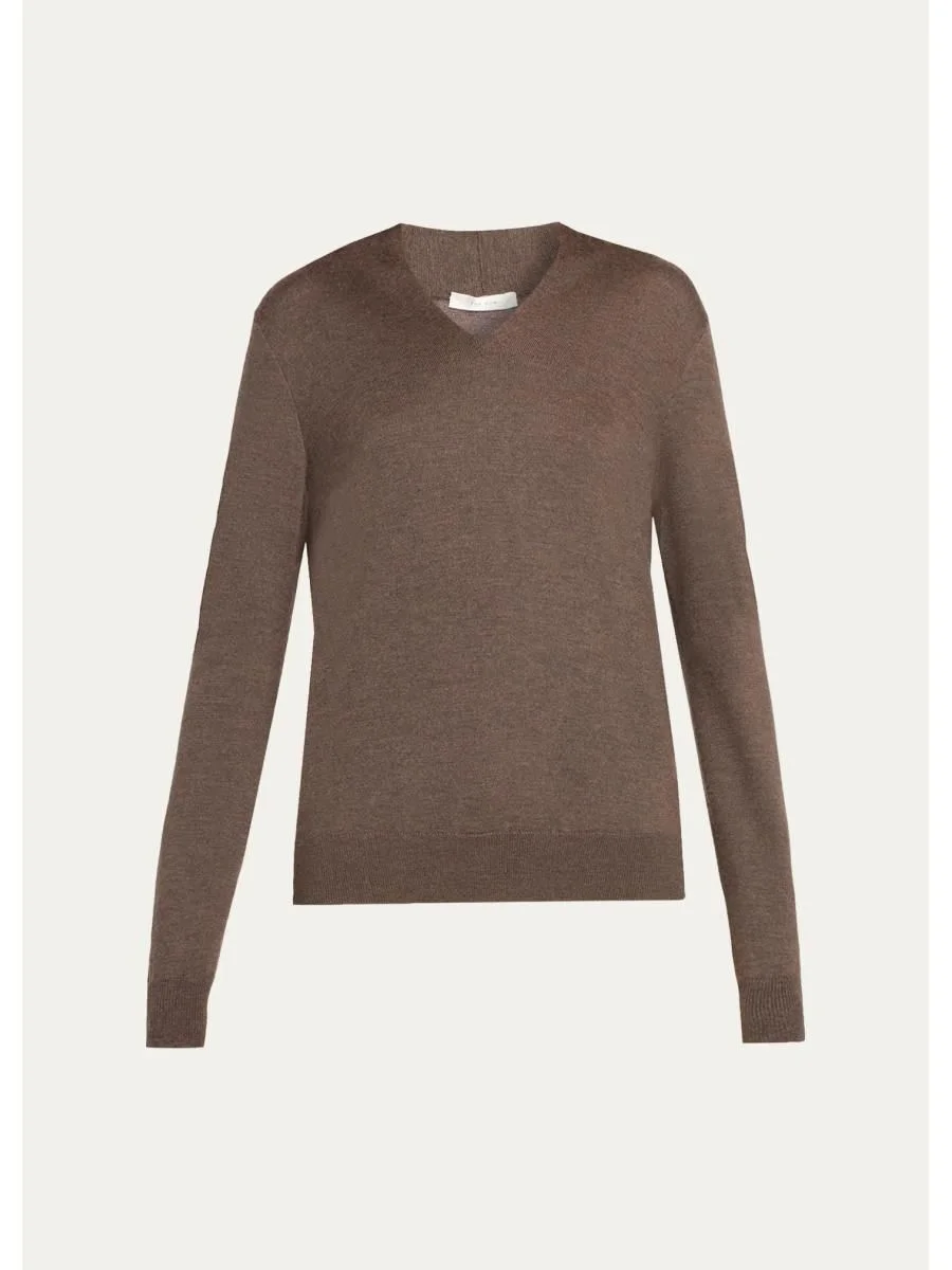 Piro Cashmere-Silk Fine Knit V-Neck Sweater - 1