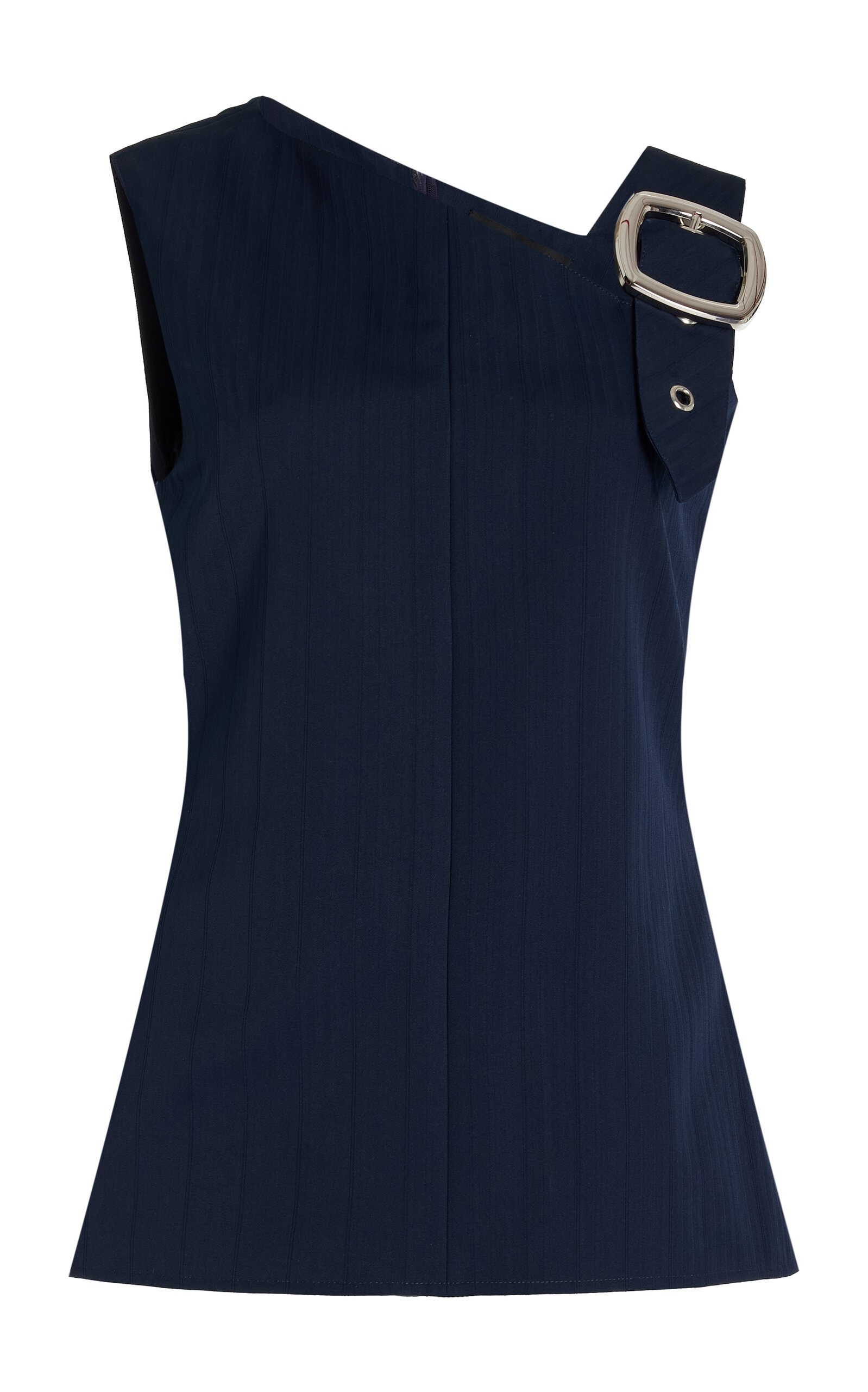 Marin Asymmetric-Neckline Lacquered Top navy - 1