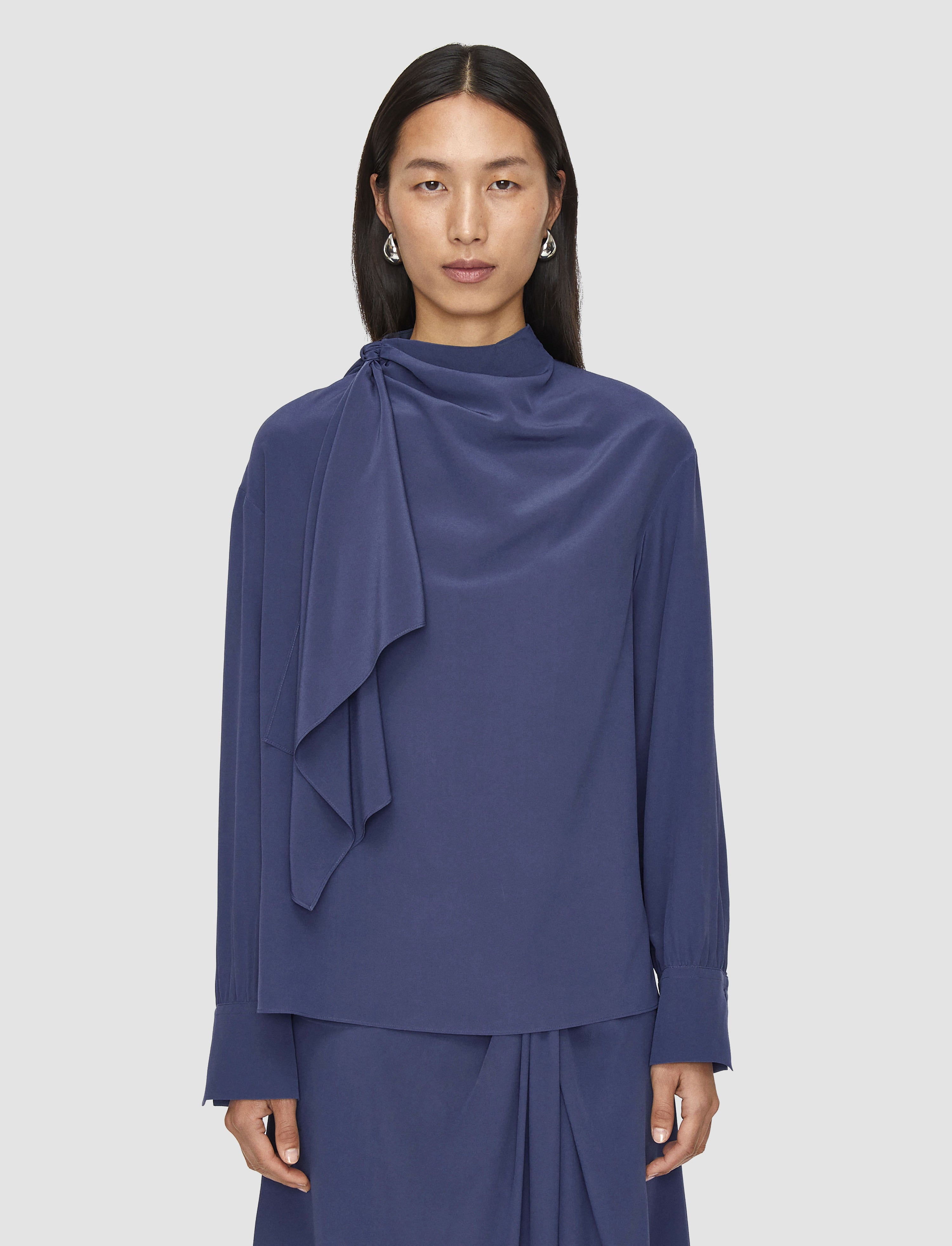 Juliana Crepe de Soie Knot Blouse - 3